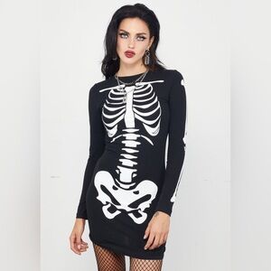 Disturbia Black and White Skeleton Midi Dress